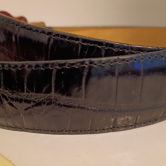 Brighton Vintage Women's Size Large Black Brown Decorative Accent Belt Western - Picture 4 of 11